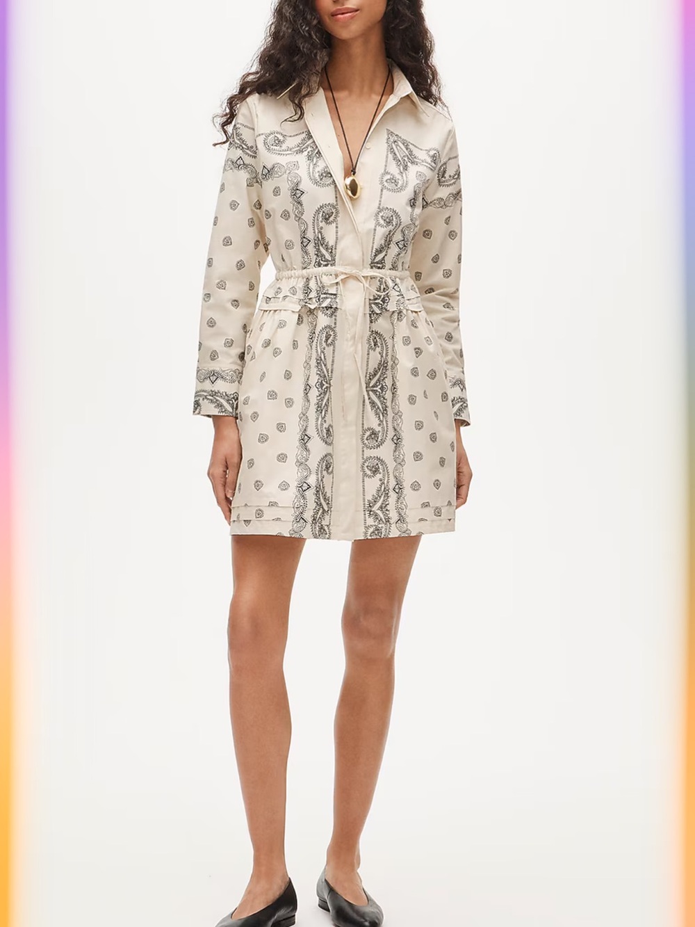 J. Crew Cream Paisley-Print Drawstring Midi Dress